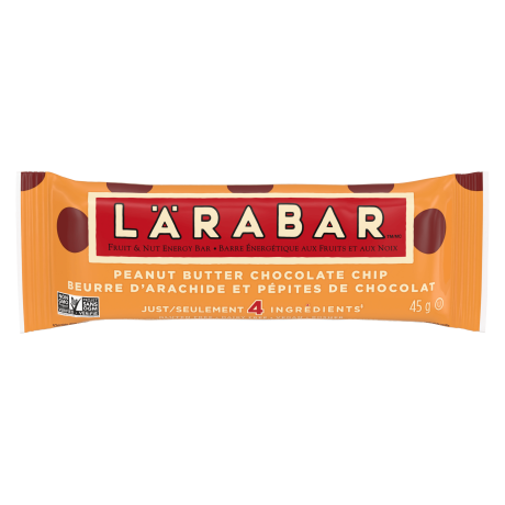 Larabar CA, Peanut Butter Chocolate Chip, front of single pack, 45g