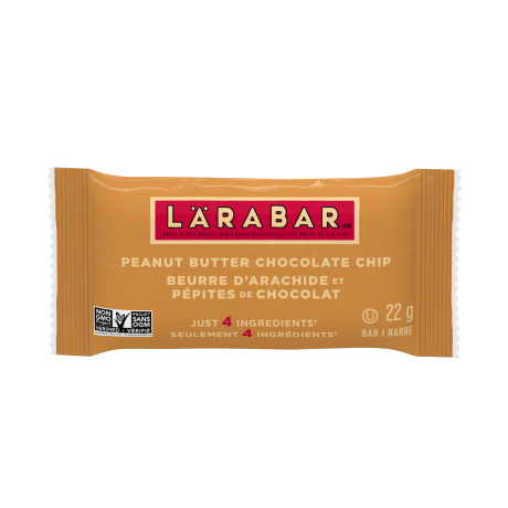 Larabar CA, Peanut Butter Chocolate Chip, front of single pack, 22g